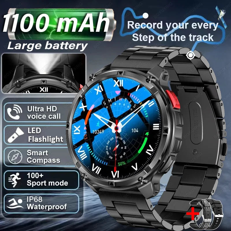 2026 New T-Rex3 Pro 1100mAh Battery Smart Watch Man GPS trajectory Sports Run tracker Outdoor Compass Military Smartwatch Men