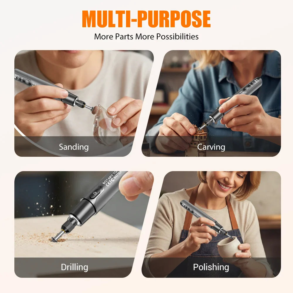 Electric Mini Grinder Engraving Pen 6000-16000r Wireless Grinder 6-speed Adjustable Cordless Micro Rotary Tools Drill