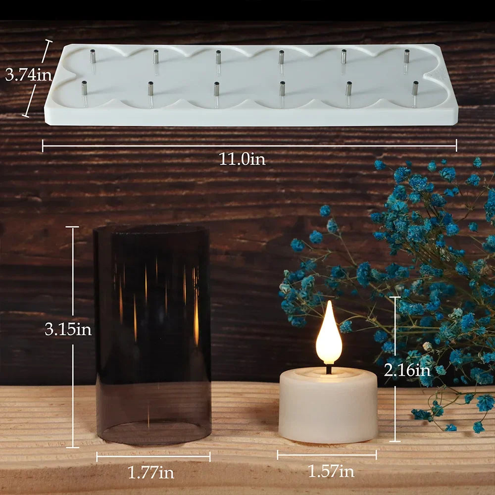 LED Candle Light Rechargeable Tea Lights Flameless Candles Led Light Timer Remote With Black Cups For Wedding Home Decor  Lamp