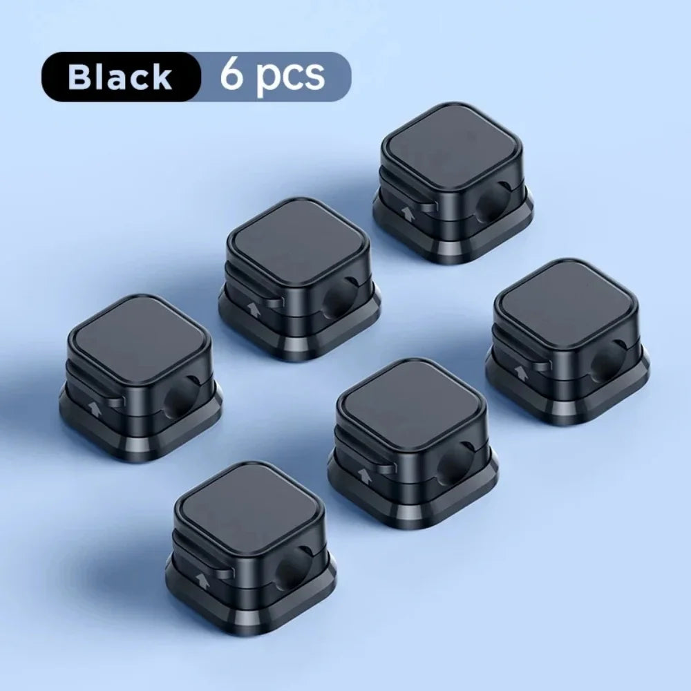 1/3/6 PCS Cable Management Magnetic Cable Organizer Wire Keeper Wall Data Cable Clips Winder Adjustable Cord Holder Under Desk
