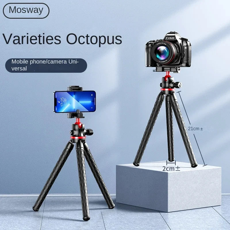 Roreta 2025 new Flexible Octopus Tripod for Phone Camera DSLR 2in1 Design Tripod With Phone Holder Side Cold Shoe 1/4'' Screw