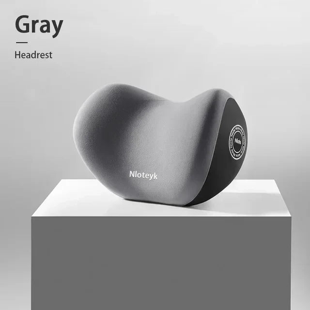 Memory Foam Headrest Lumbar Support Set Ergonomic Neck Pillow Back Cushion Car Driver Seat Comfort Breathable Polyester Fabric