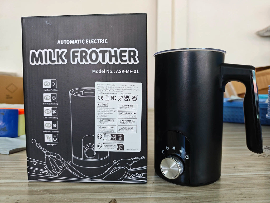 Milk Frother 5in1 Hot & Cold Automatic Rotary Milk Foamer for Coffee Cappuccino Latte Electric Milk Frother Maker Milk Warmer