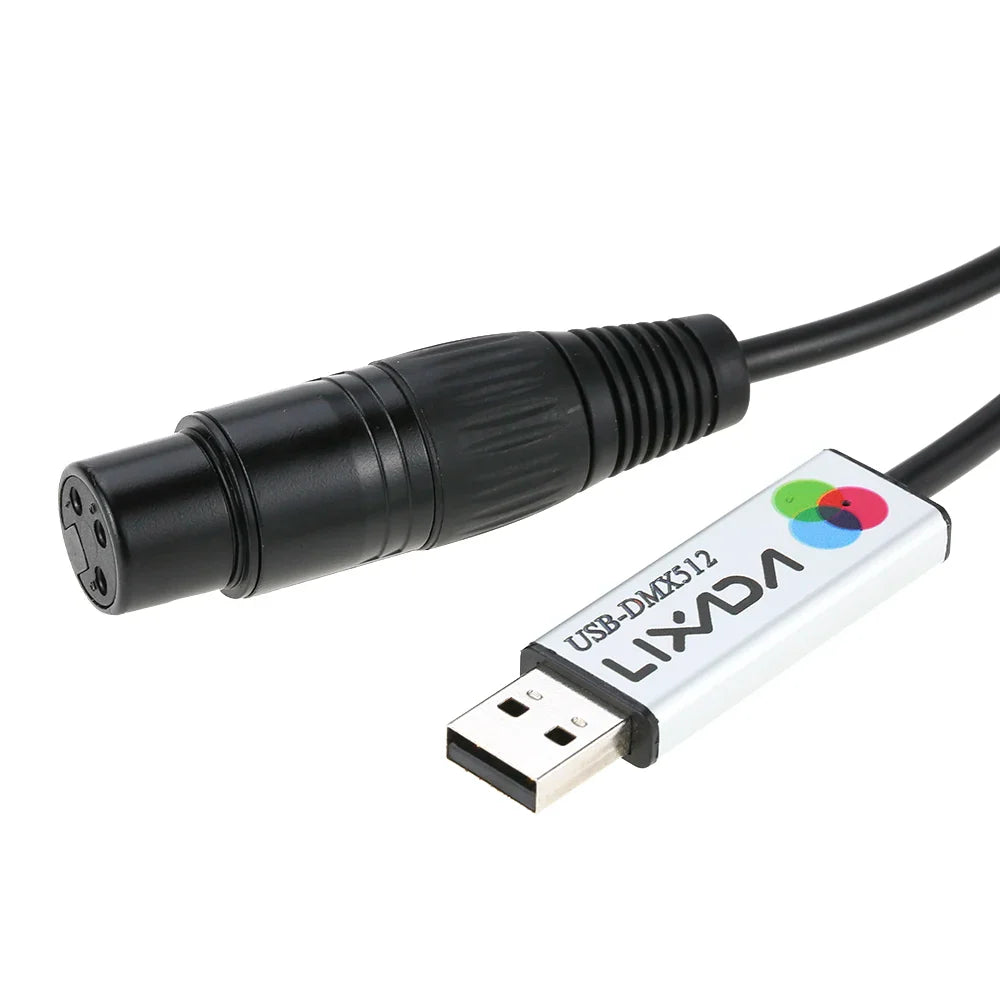 Lixada USB Lighting Console USB to DMX Interface Adapter LED DMX512 Computer PC Stage Lighting Controller Dimmer