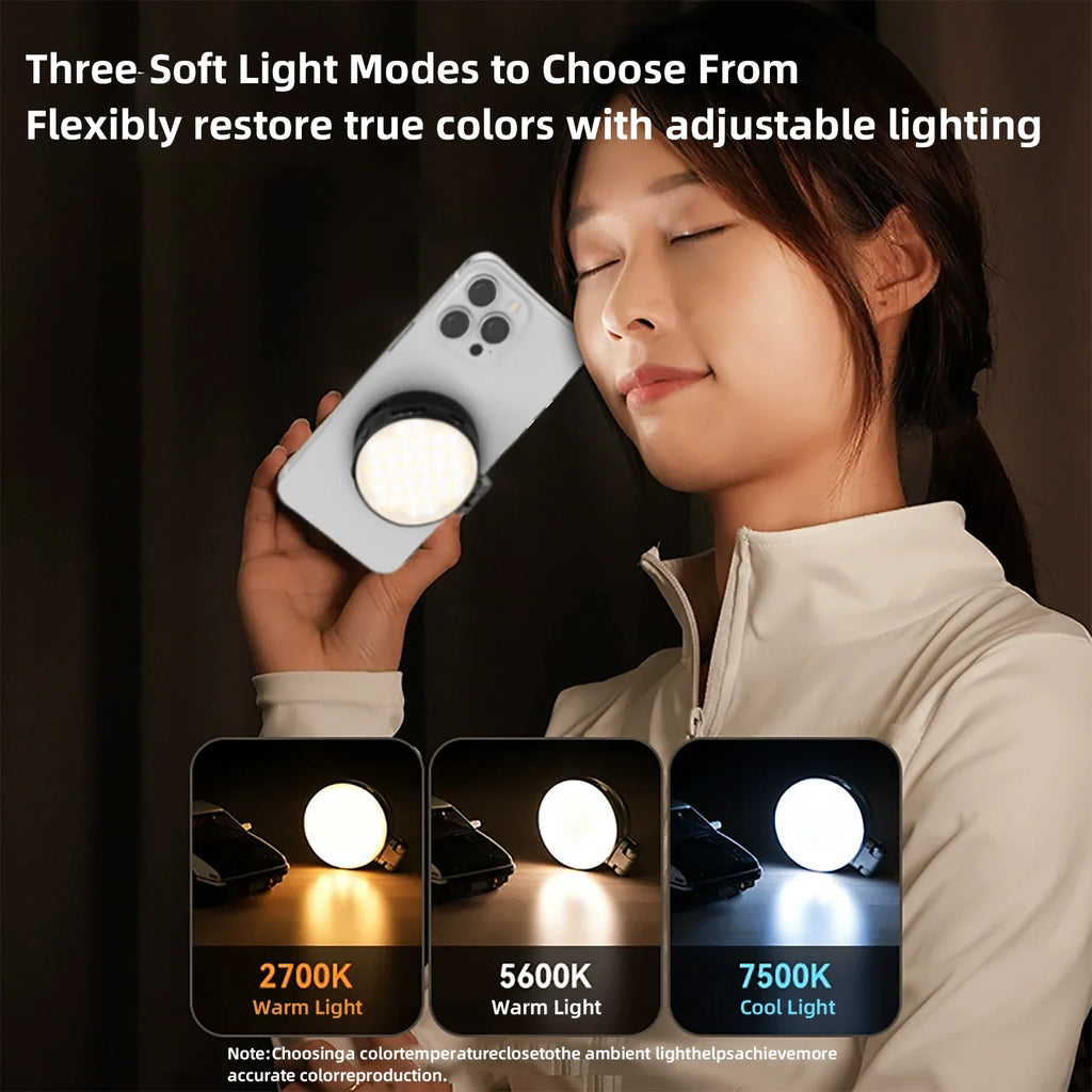 2 in 1 Folding Magnetic Phone Selfie Light with Mirror for Magsafe IPhone Fill Light Led Ring Flash Video Photography Accesorios