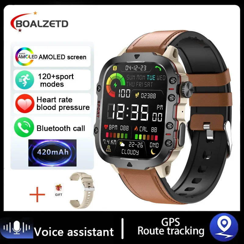 2025 New Military Smart Watch Men IP68 5ATM Outdoor Sports Fitness Tracker Health Monitor 1.81Inch BT Call Smartwatch For Men