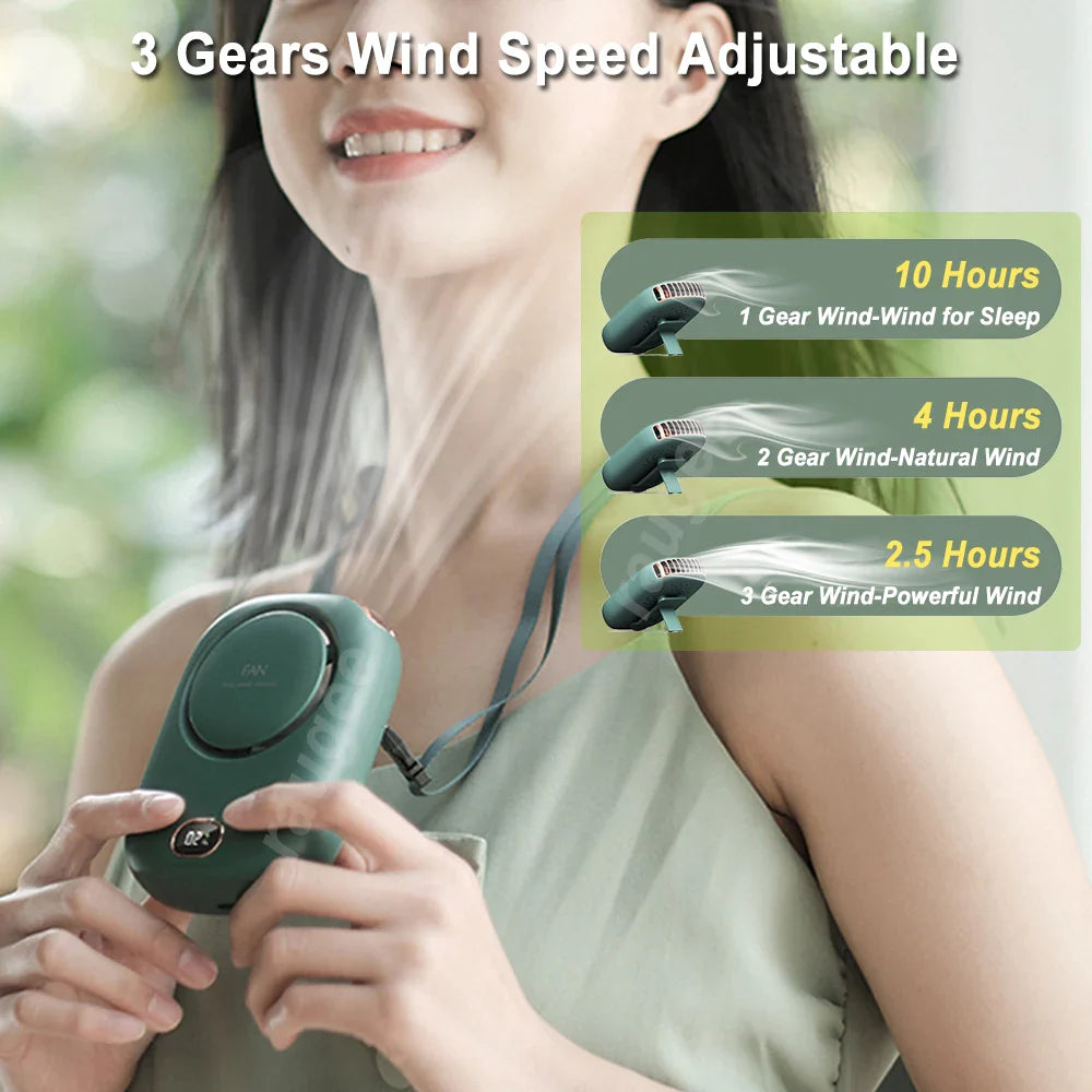 Mini Waist Fan 3 Gear Wind Portable Wearable Hanging Neck Fan USB Rechargeable Bladeless Air Cooler Clip Fan for Outdoor Working