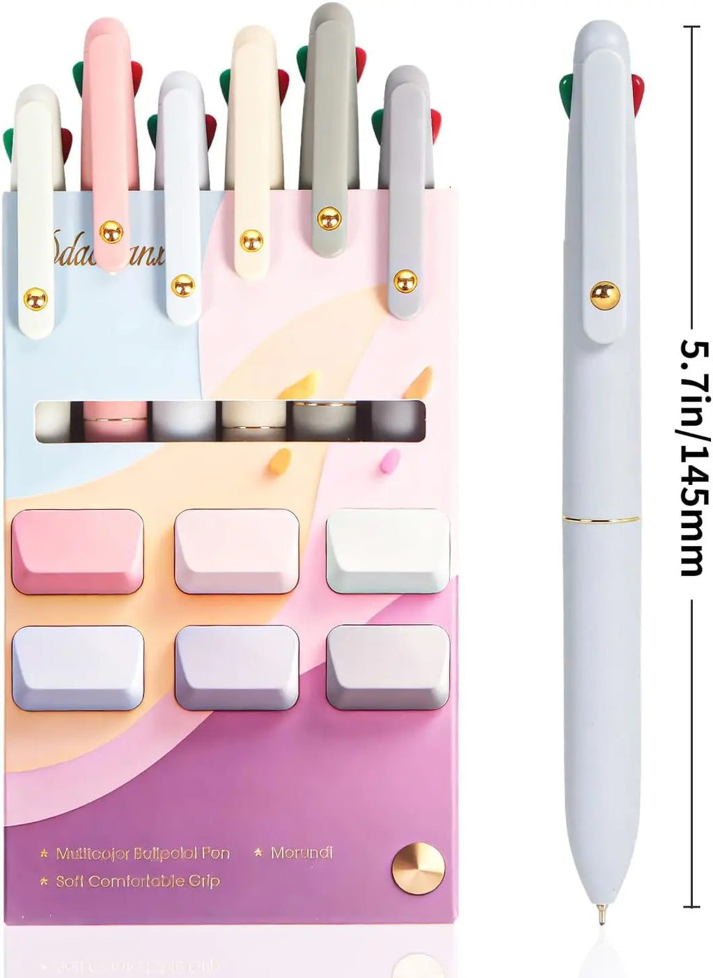 4-in-1 Multicolor Ballpoint Pen, 0.5mm Fine Point for Smooth Writing, Nurse & Student Accessories, Gift Set of 6