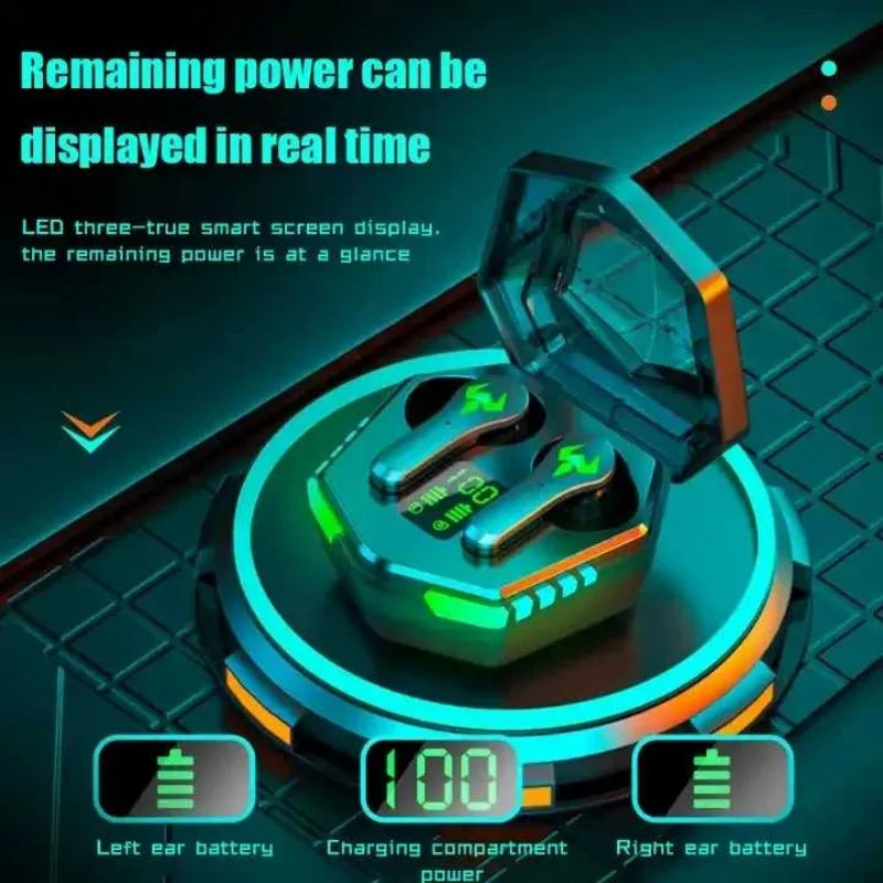 New N35 Gaming Earphones Wireless Headset LED Three-true Smart Screen Display Music Headphones Portable In-Ear Sport Earphones