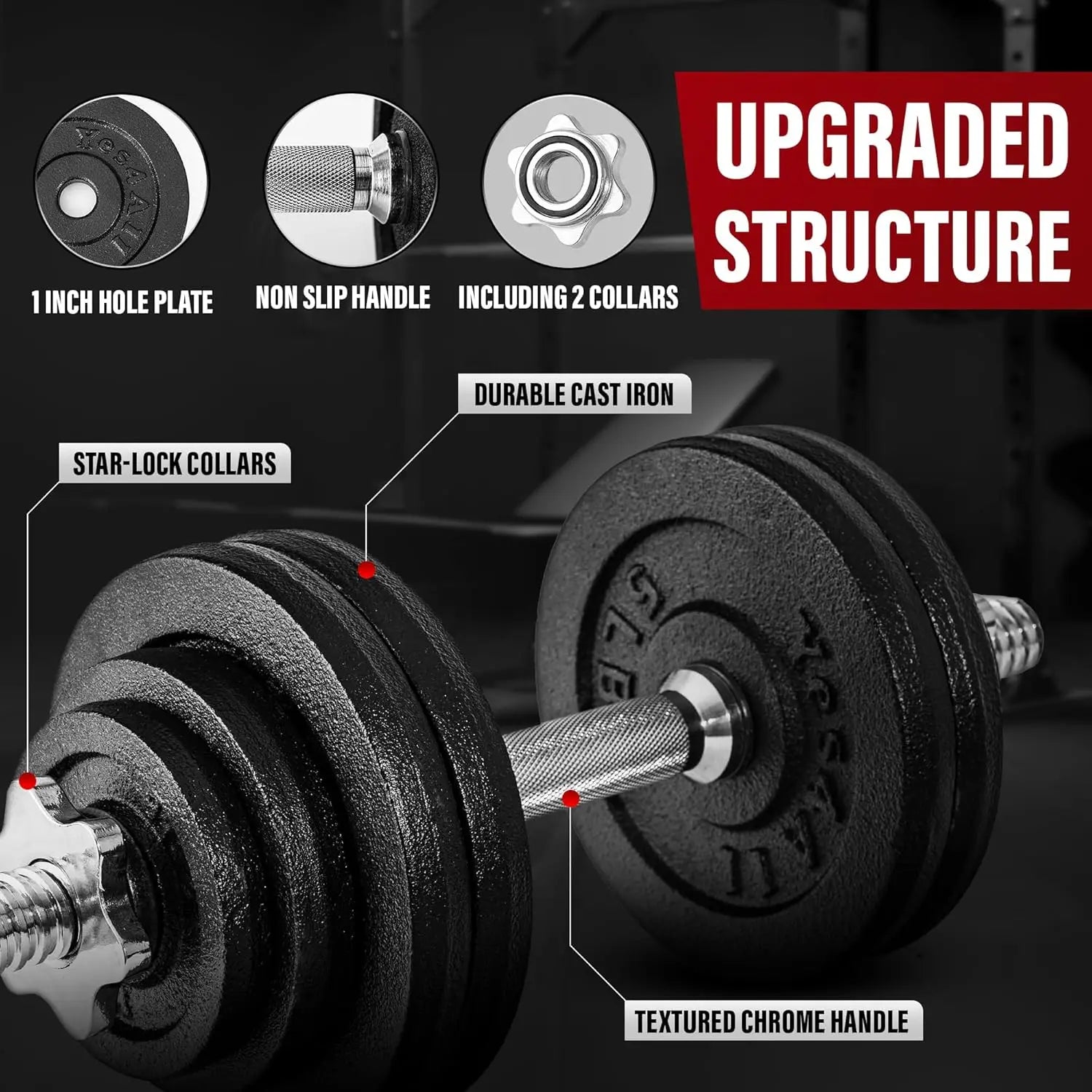 Adjustable Dumbbell Set with Weight Plates, 40lbs to 200lbs, Star Lock Collars for Home Gym