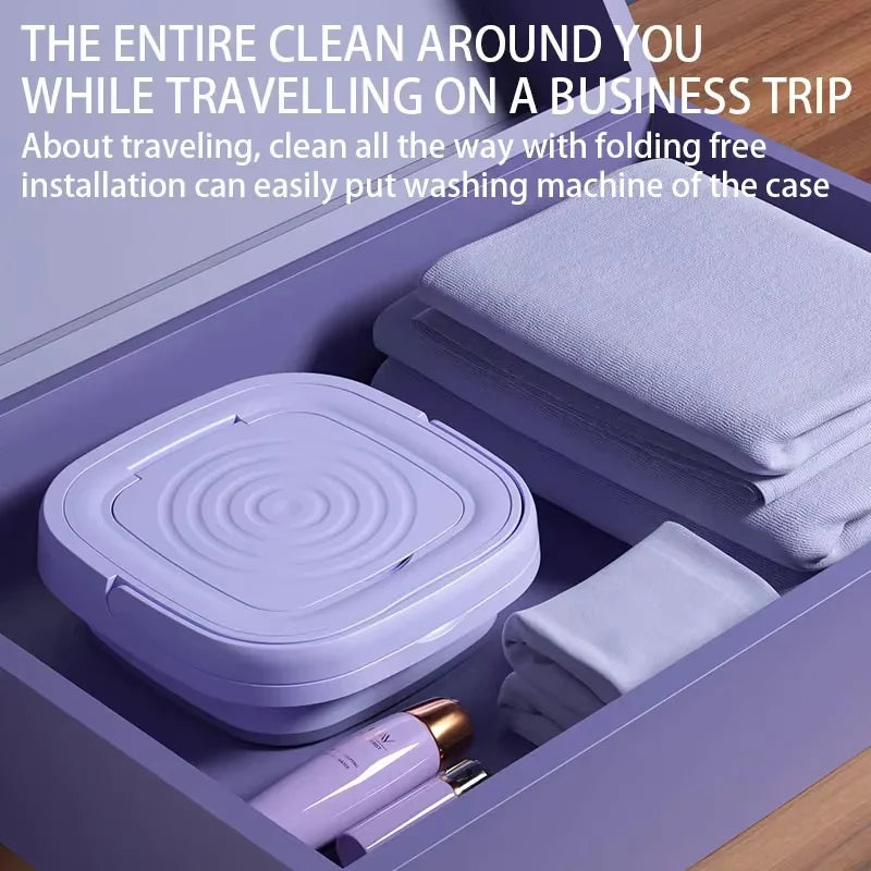 Household Portable Small Mobile Washing Machine with Spin Dryer for Socks Underwear Baby Clothes Mini Folding Washing Machine