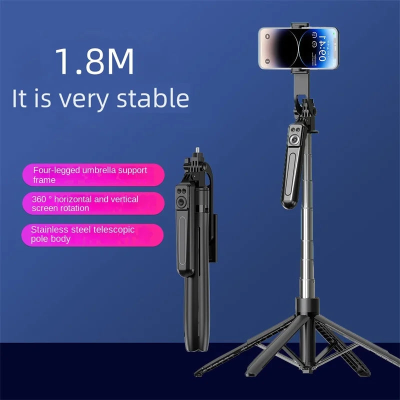 Roreta Selfie Stick Tripod Extendable Wireless Bluetooth Remote Portable Smartphone Stand Mount With light For iOS Android Phone