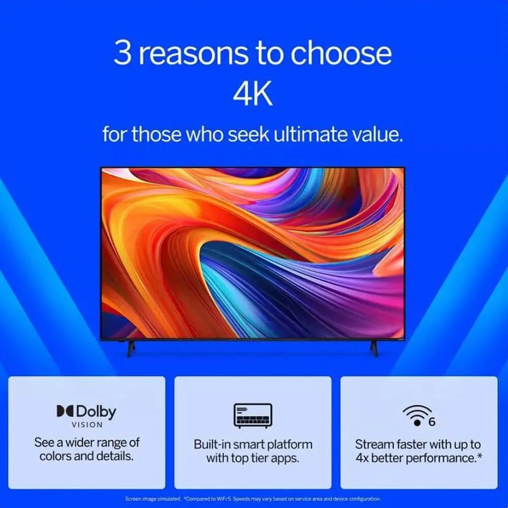 55-Inch 4K UHD Smart TV Bundle with HDR10+, VRR, Bluetooth, Alexa Compatible, HDMI Cable & Protection Plan