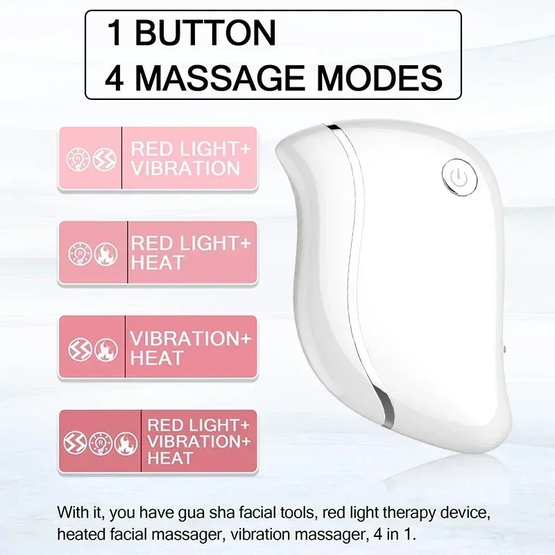 4 in 1 Electric Facial Scraping massager Heat Vibration Sculpting Tightening Tool Anti-Aging Wrinkles Eye Face Puffiness Relief