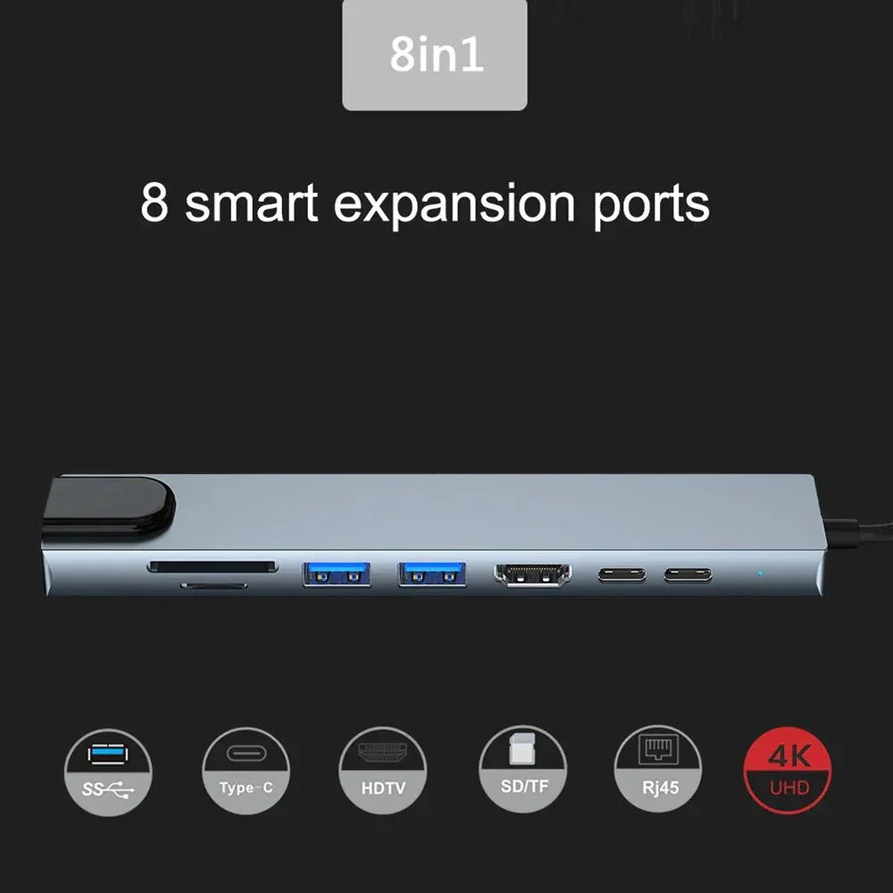 USB 3.0 Type C HUB USB C Docking Station to HDMI 4K 30HZ Type C to RJ45 100Mbps Ethernet Adapter VGA Extender Headphone PD 100W