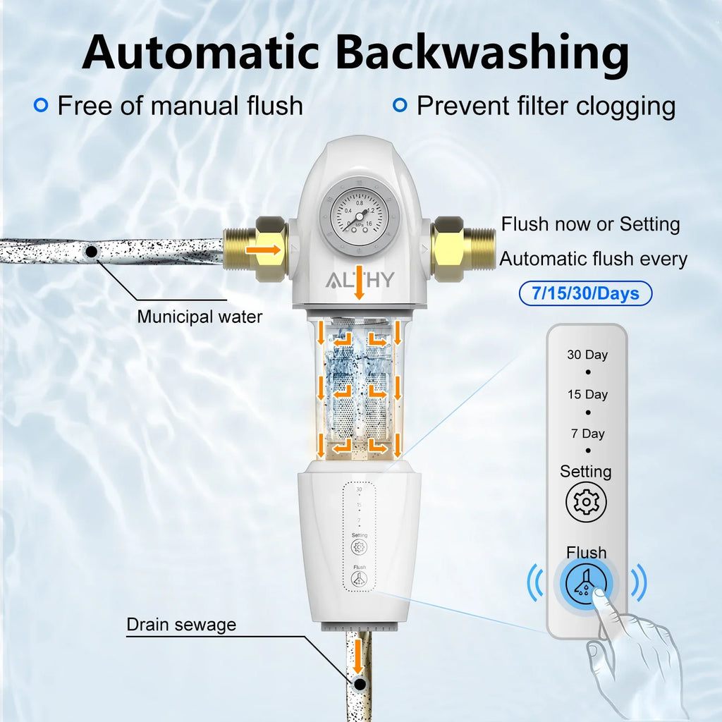 ALTHY PRE-AUTO2 Automatic Flushing Backwash Prefilter Spin Down Sediment Water Filter Central Whole House Purifier System