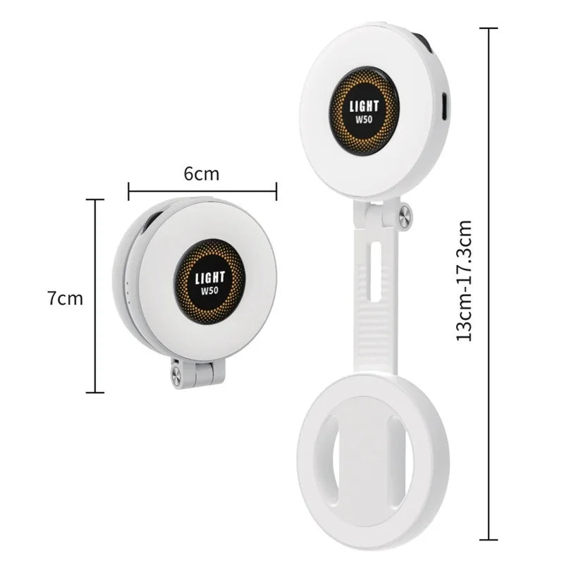 W50 Mobile Phone Tablet Magnetic Fill Light, Portable Handheld Lighting for Horizontal and Vertical Shooting, Adjustable St
