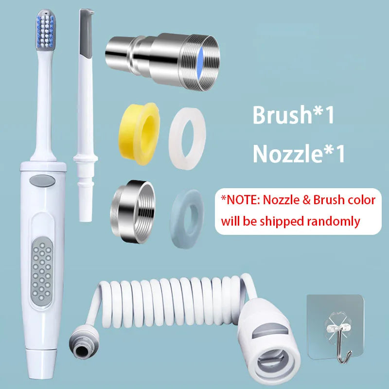 2 In 1 Portable Faucet Oral Irrigator Toothbrush New Water Flosser Household Dental Water Pick Jet Tooth Cleaner No Power Needed