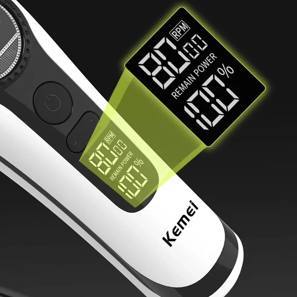 Kemei 1593 Barber Professional Hair Clipper Rechargeable Trimmer Electric Hair Cutting Machine External Rotor Brushless Motor