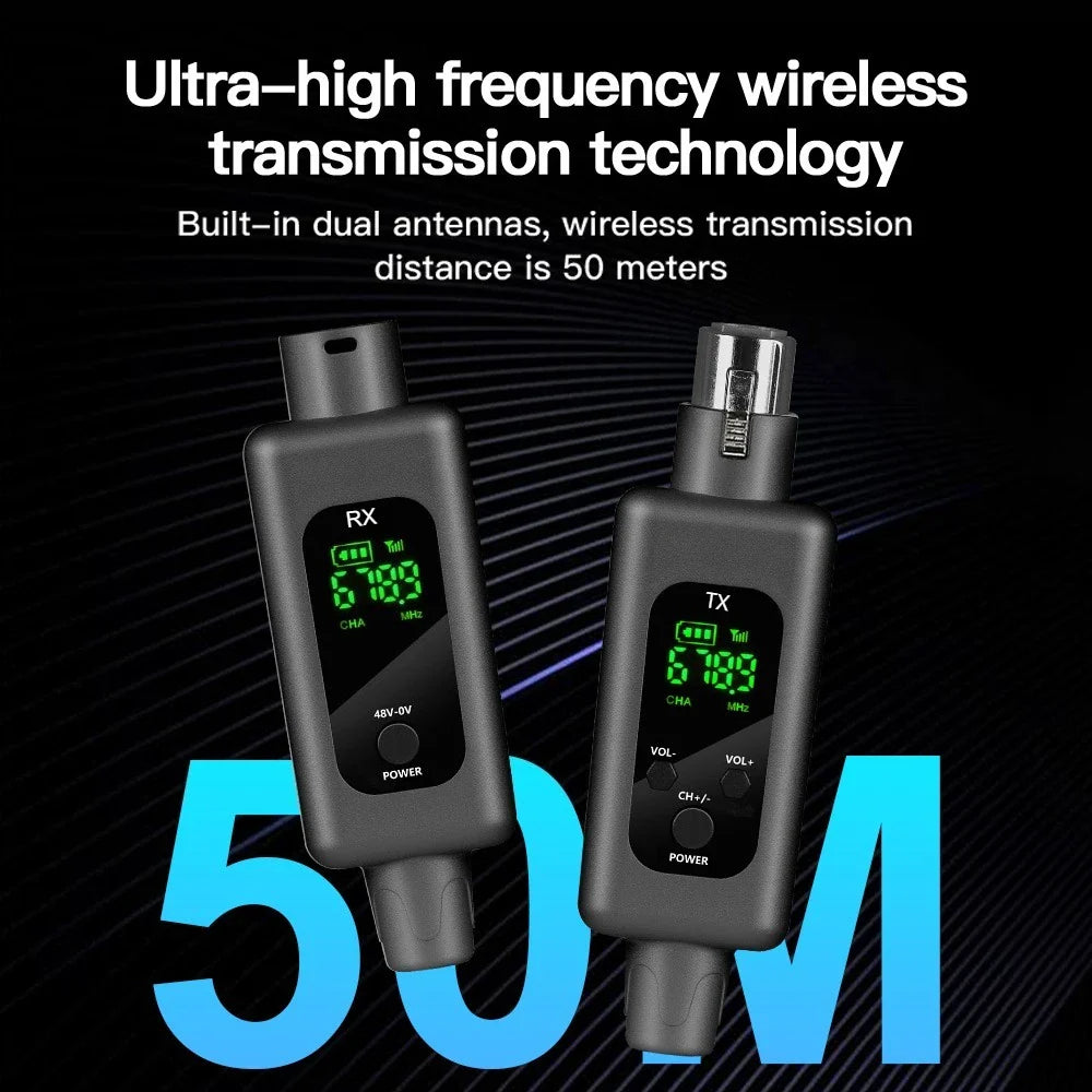 Wireless Microphone Transmitter & Receiver G-MARK WX70 XLR Adapter System For Wired Microphone Guitar Audio Mixer