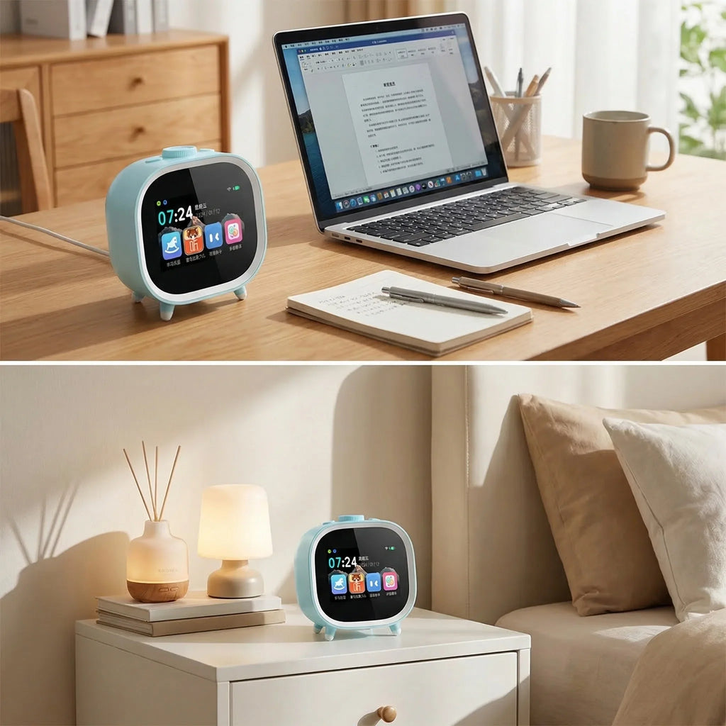 AI Smart Alarm Clock Talking Buddy Educational Toy for Kids Music/Stories Player Pomodoro Timer Cool Robot Gift for Boys Girls