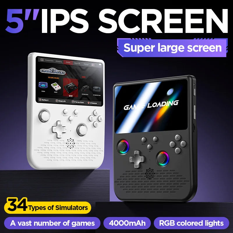 H5 Retro Handheld Game Console Linux System 5.0-inch IPS HD 4K With 64G 20000 Games Portable Pocket Game Console