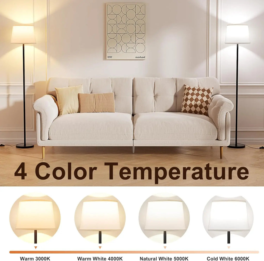 Adjustable Brightness LED Floor Lamp with Remote Control, Black Finish, Easy Assembly