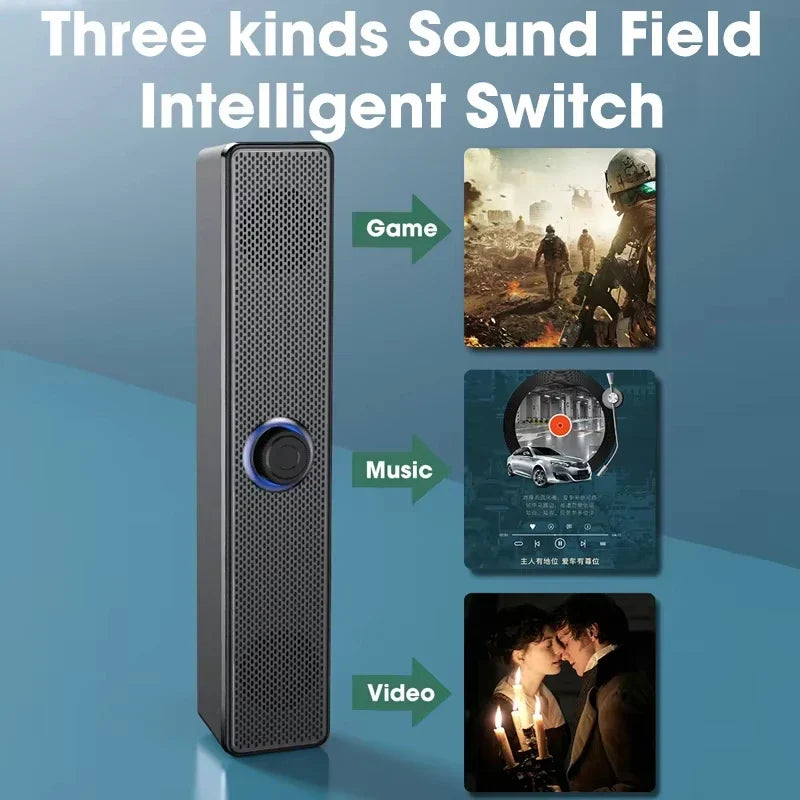 Bluetooth Soundbar with Subwoofer 4D Surround Speaker for TV Computer Wired Stereo and Powerful Bass Home Theater