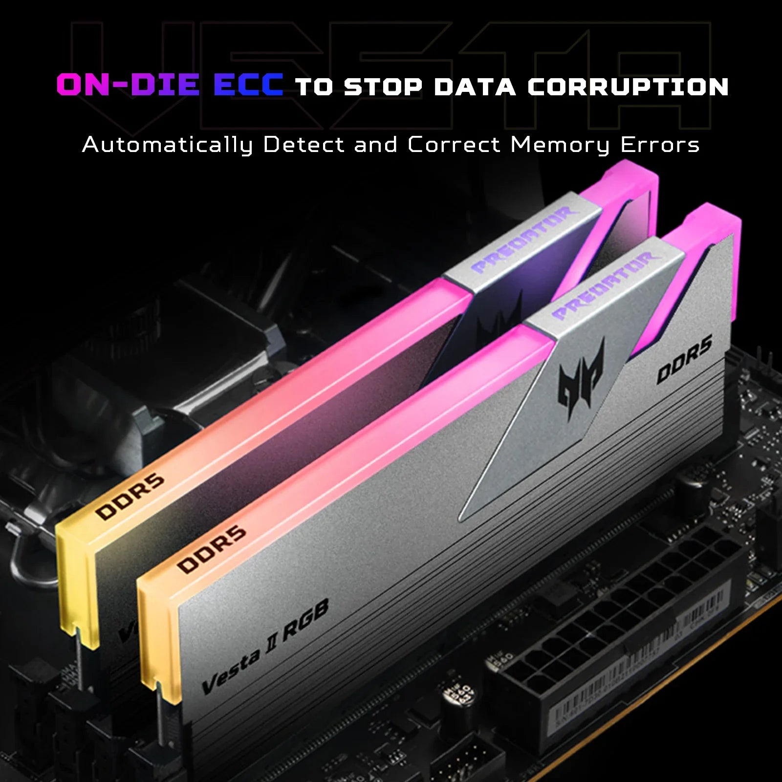 ACER PREDATOR Vesta II RGB DDR5 RAM Memory 32GB(2x16GB) 6000MHz, CL28, Gaming Computer Memory Compatible with XMP 3.0/AMD EXPO
