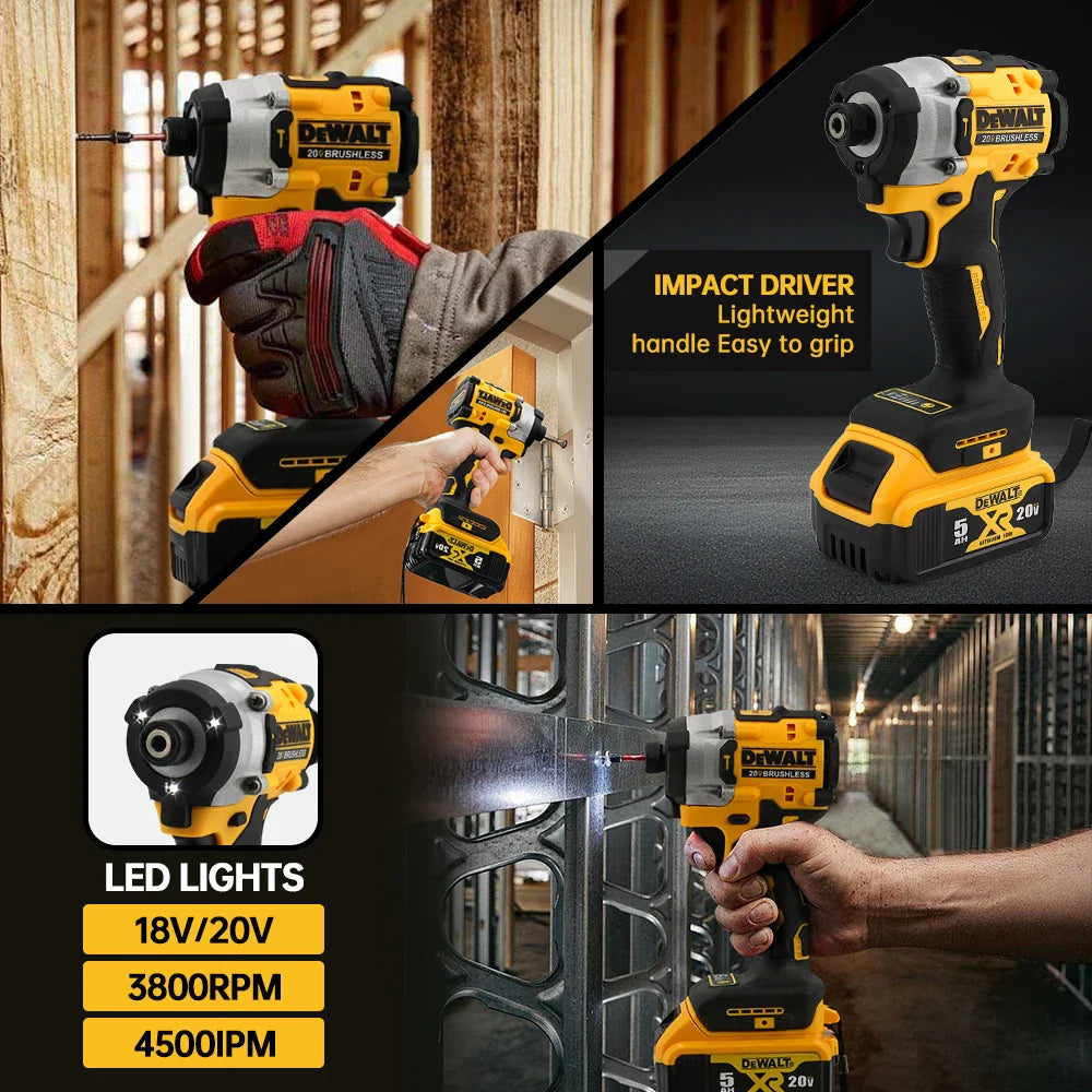 Dewalt DCF860 Cordless Brushless Electric Screwdriver Impact Function 20V Battery 282N.m Lightweight at 1kg Electric Power Tool