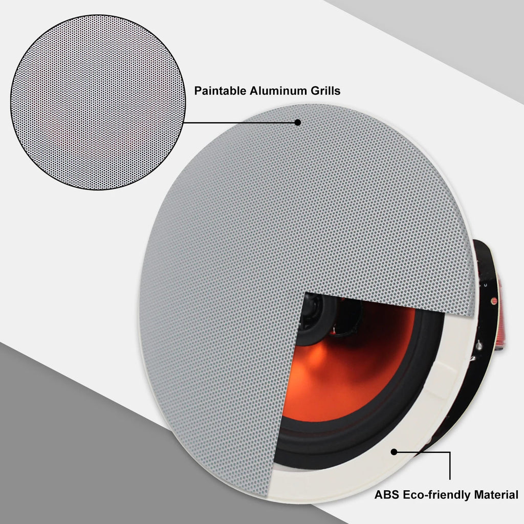 Herdio 6.5 Inch Home Audio 300W Ceiling Bluetooth Speaker Home Recessed Speaker System For Indoor Kitchen Bedroom Bathroom 2PCS