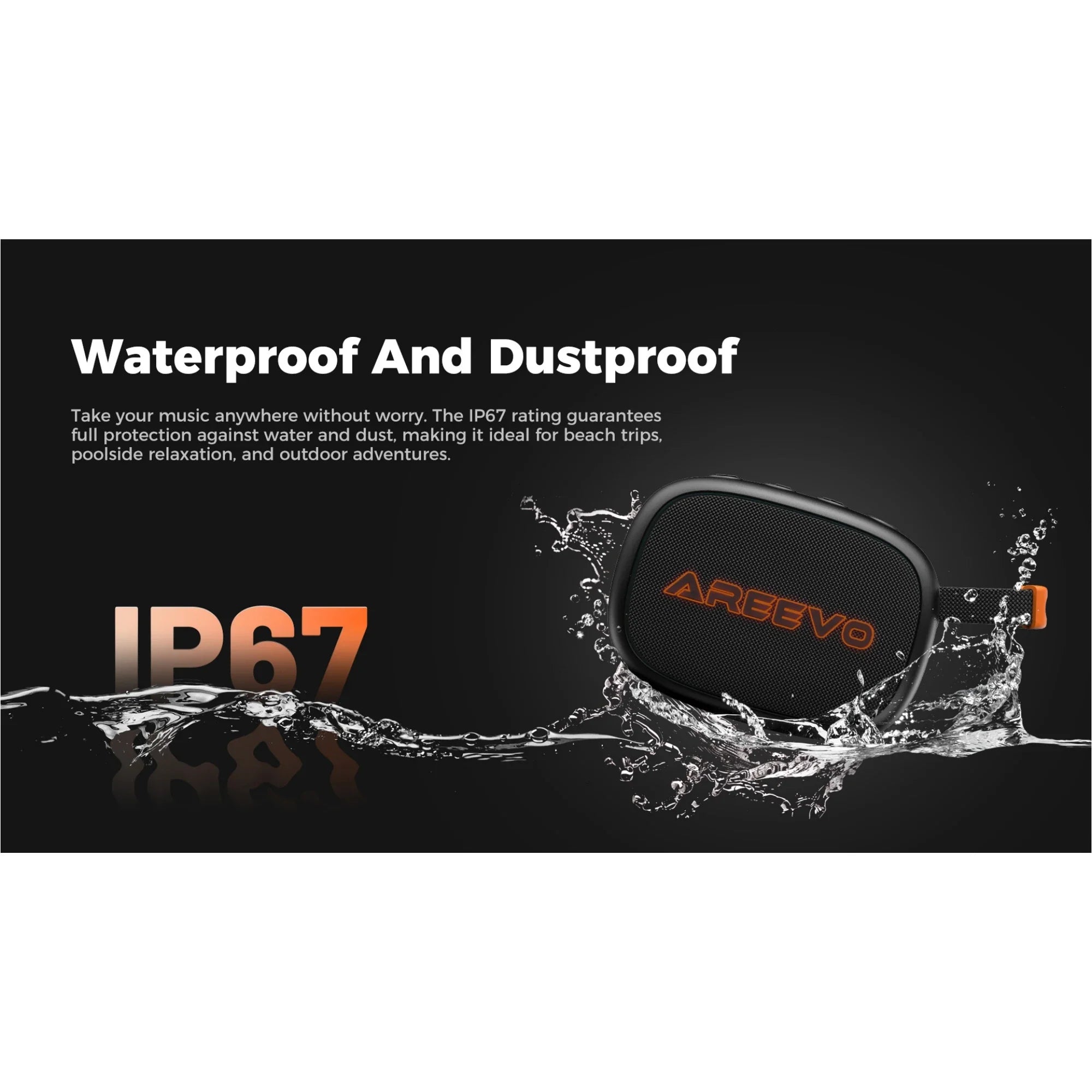 AREEVO PowerGo Wireless Speaker, IP67 Waterproof, Sound with Punchy Bass Bluetooth 5.3 24H Playtime Dual-Speaker Portable Stereo