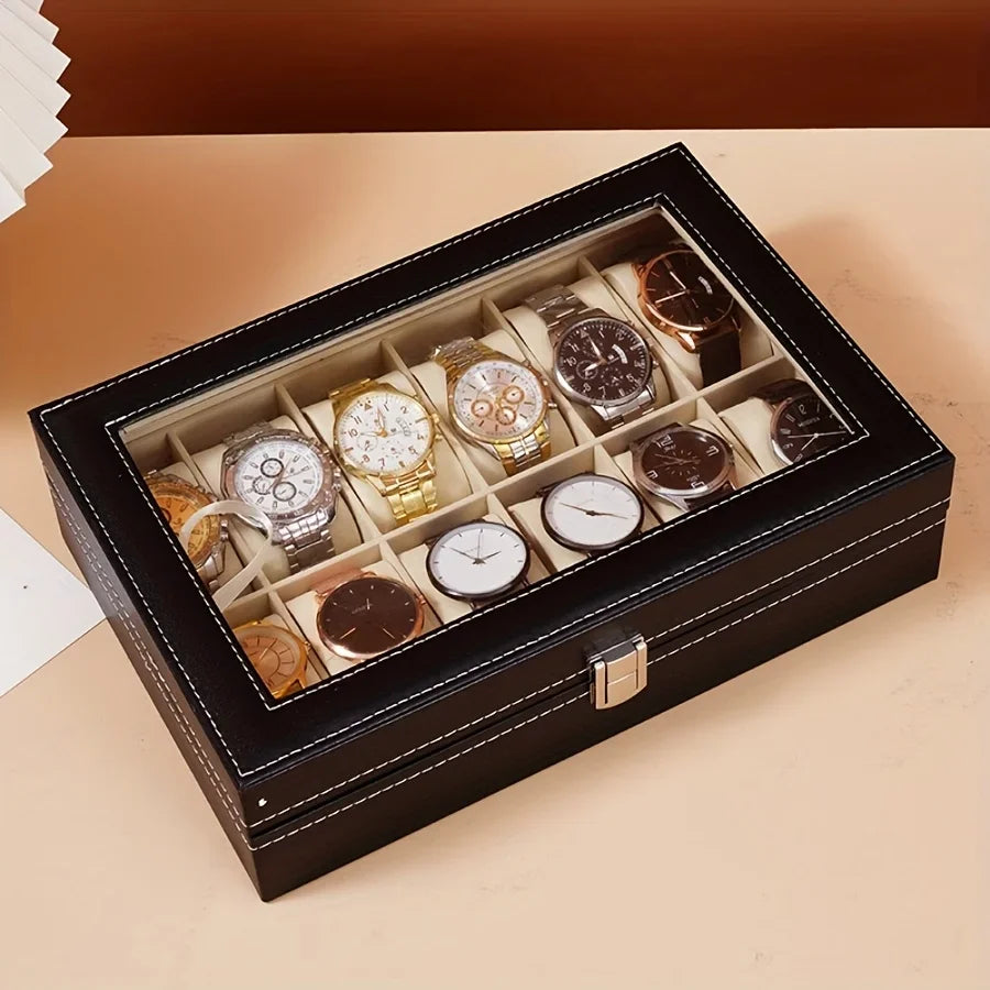 Exquisite High-end Large Capacity Watch Storage Box with Detachable Inner Lining Family Ornaments Men's Travel Gifts