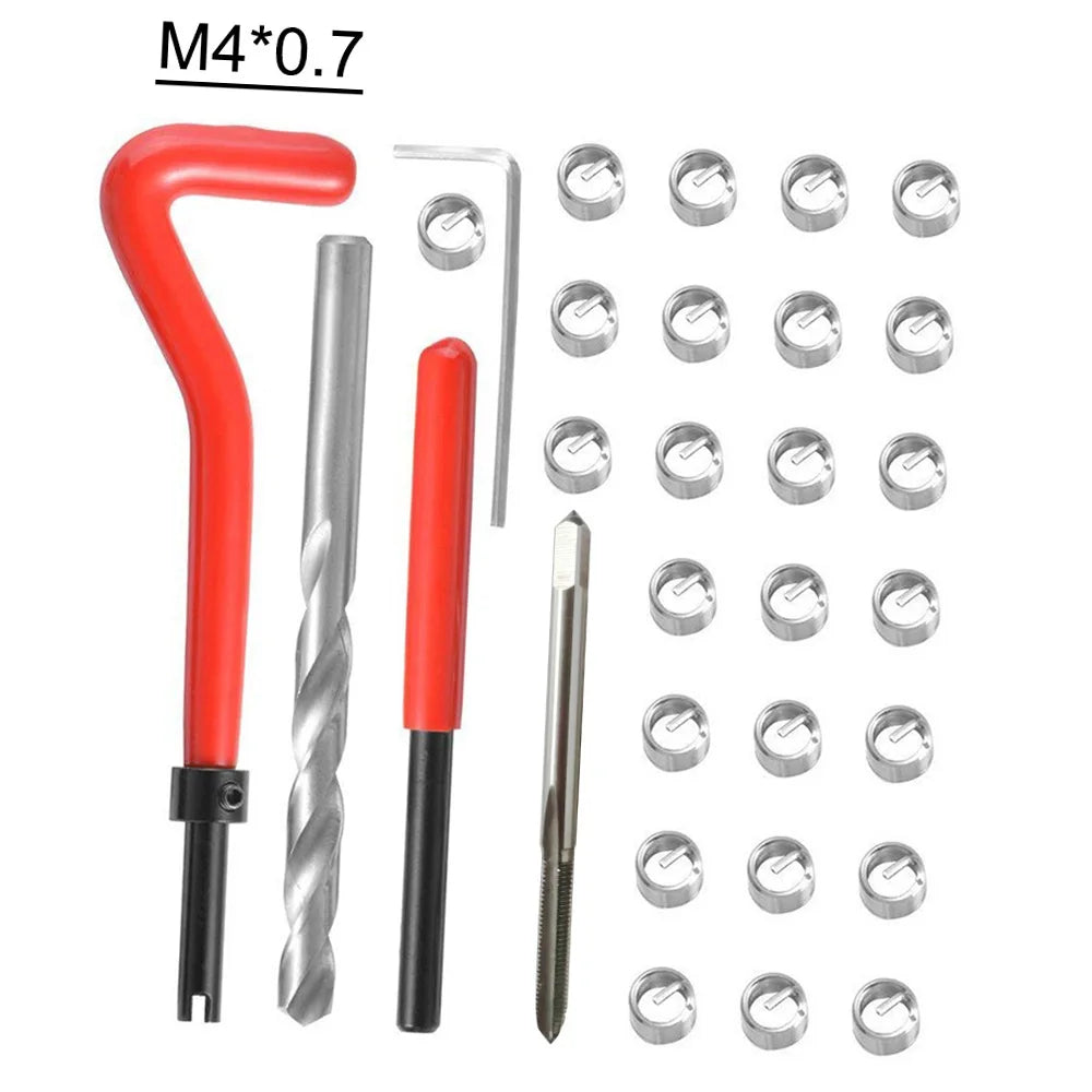 30Pcs Metric Thread Repair Insert Kit M3 M4 M7 M9 M11 Helicoil Car Pro Coil Tool 304 Stainless Steel Auto Repair Tool Bag
