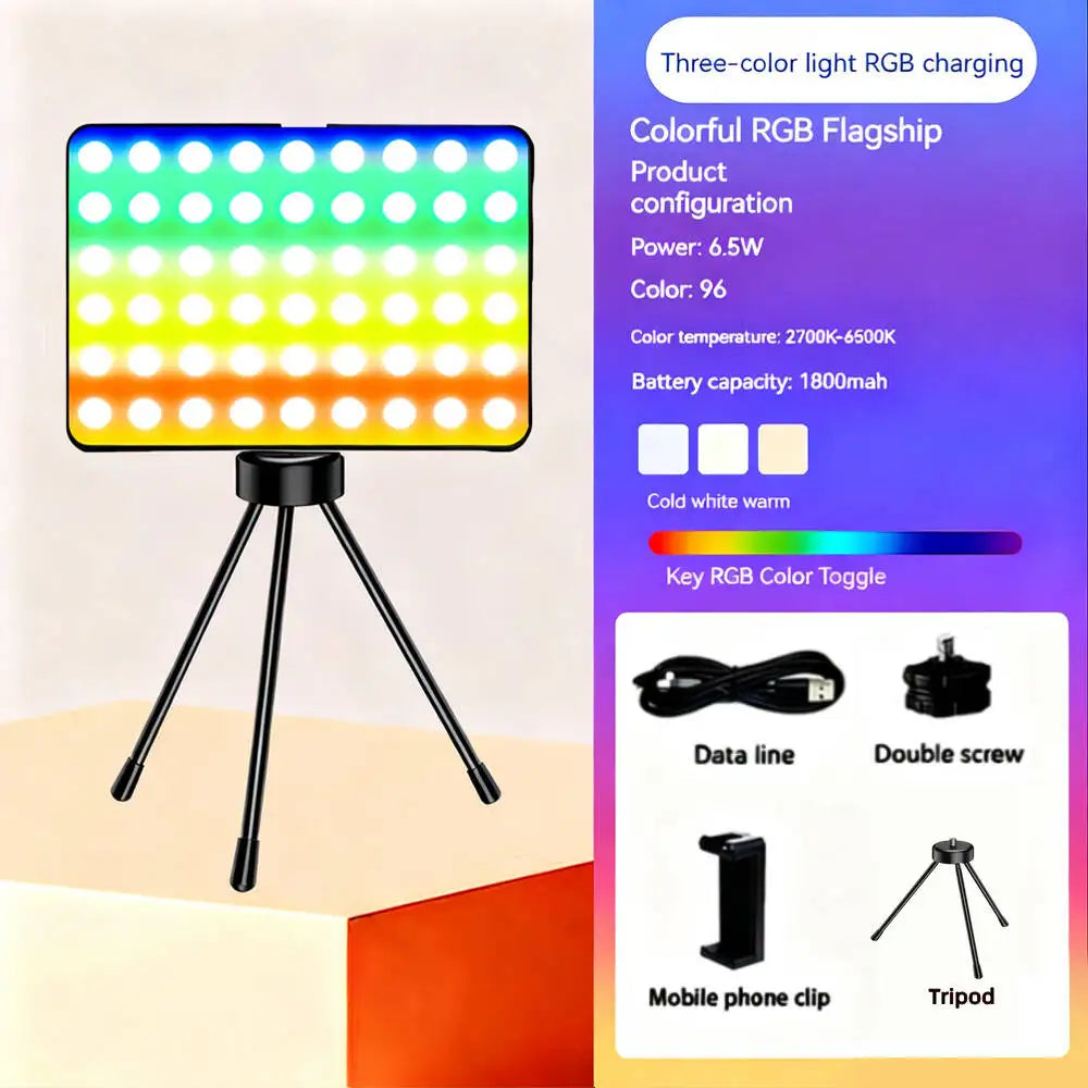 BSLIUFANG LED RGB Camera Light Full Color Output Video Light Kit Dimmable 2700K-6500K Bi-Color Panel Light Rechargeable
