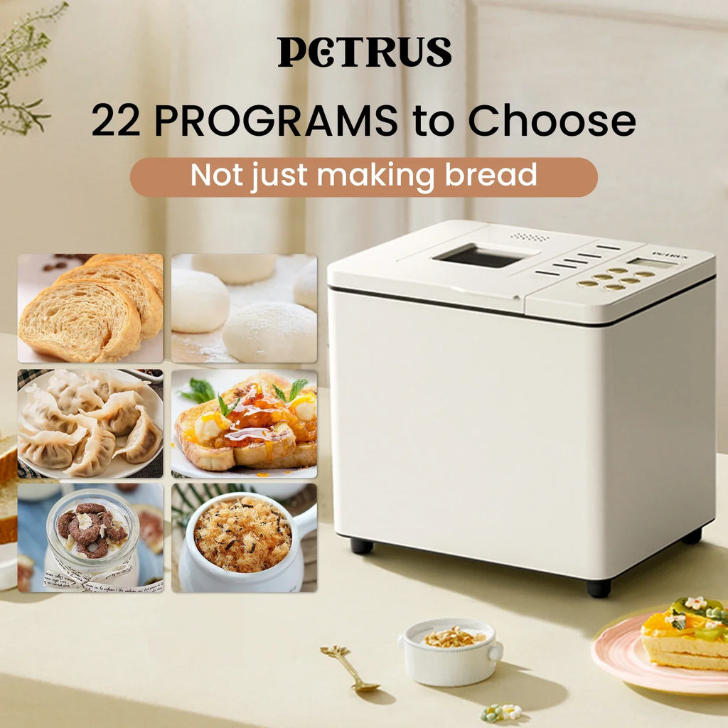 Petrus Bread Maker Machine 22  Menus Household Use With 15 Hours Timer Delay 60 Minutes Warm Keeping(1.5lb) PE6600(220V)