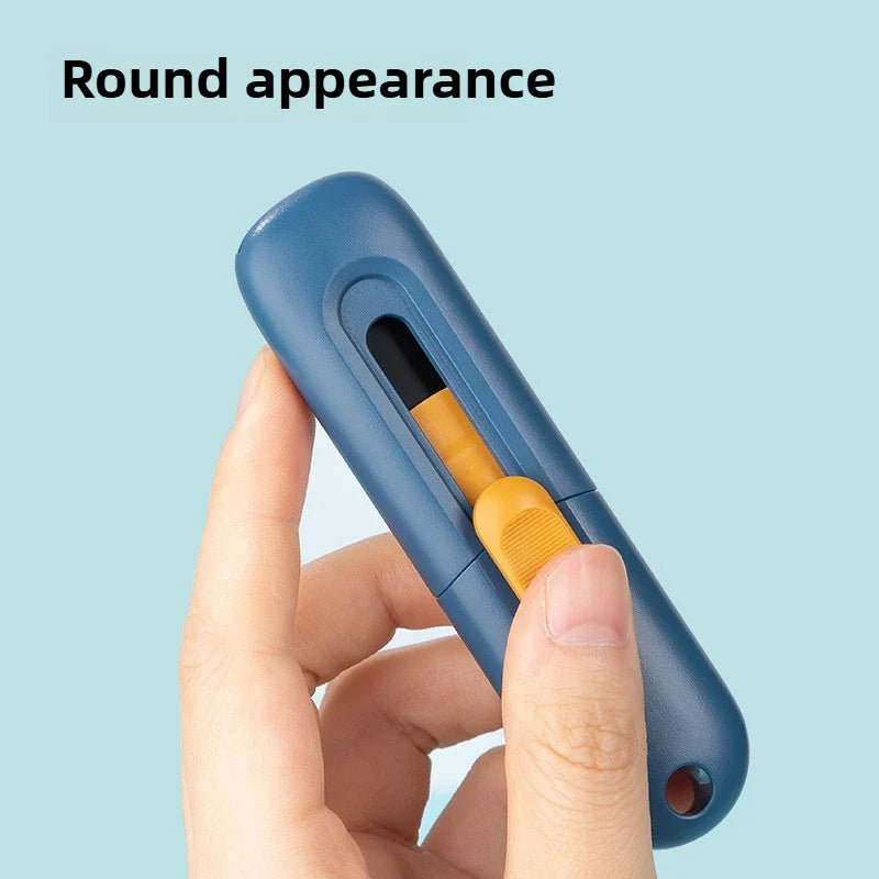 Deli Unboxing Knife Mini Art Knife Serrated Safety Anti Cutting Hand Collision Color High Aesthetic Value Portable Tool