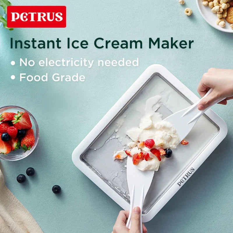 Petrus Ice Cream Maker, Ice Cream Roller Plate for Kids Family, Food Grade Stainless Steel, Frozen Yogurt Sorbet PET035(220V)