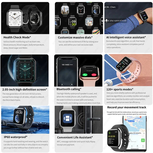 2025 AMOLED 2.05" HD Screen Smart Watch Women Series 8 Custom Dial 500+ Wireless Charging Men Smartwatch NFC GPS Tracker Watch 9