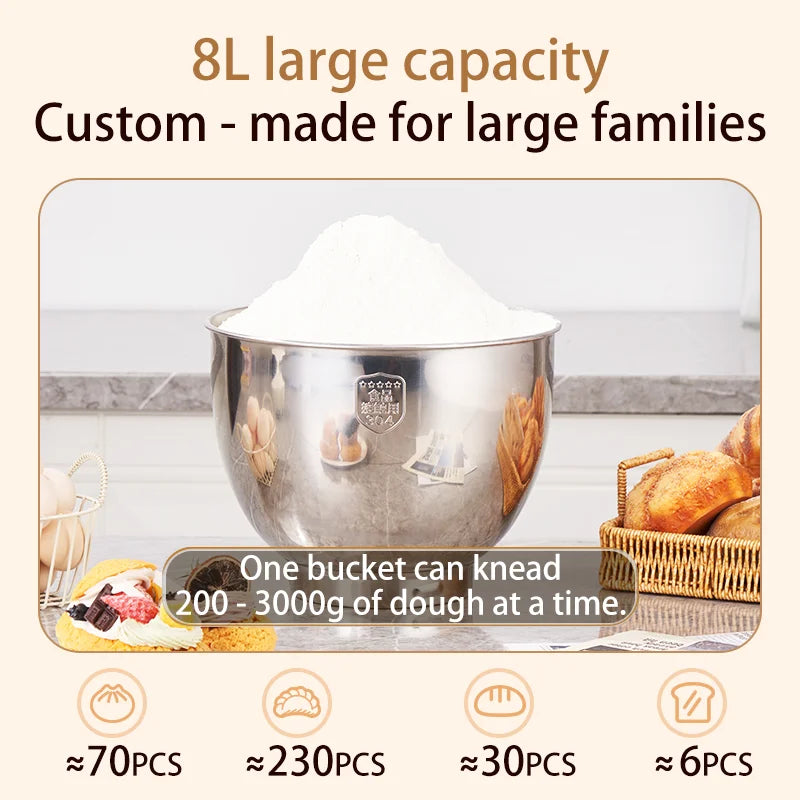 SUNATUR 8L stand mixer machine 2000W electric kitchen blender Household Auto Dough Kneading Egg Beating cream All-in-One Mixer