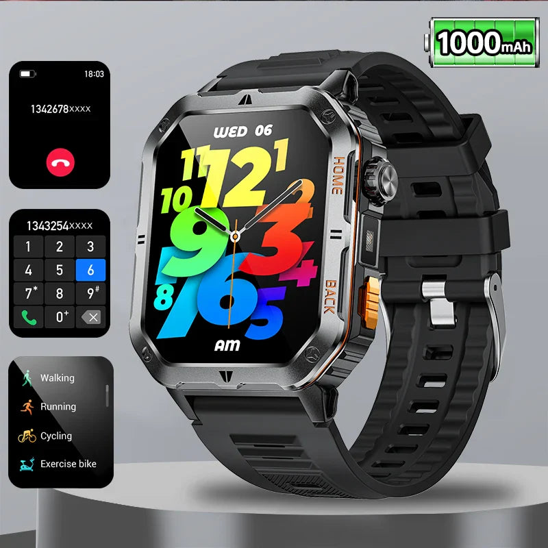 1000mAh Battery Voice Assistant GPS Sports swim 3ATM BT Call Health monitor Smartwatch For Android IOS 2026 New SmartWatch Men