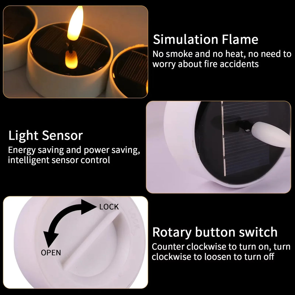 Rechargeable Solar Led Candle Light LED Candles With Solar Panel Flameless Decorative Wedding Christmas Rechargeable Tea Lights