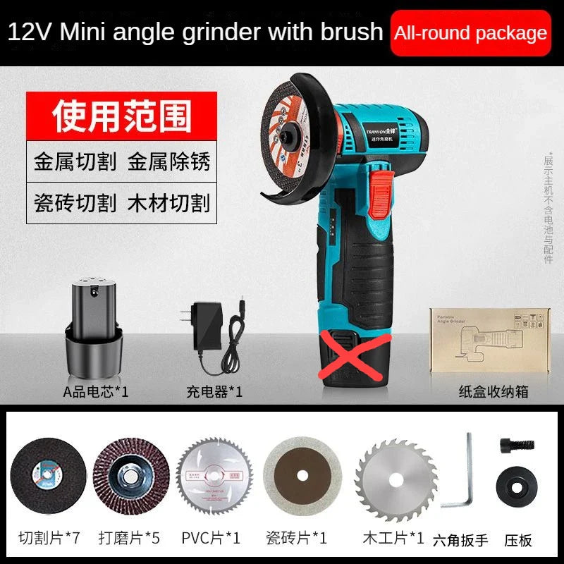 12V brushless/wire drawing Angle grinder 1PCS lithium battery 450W 18500Rpm cordless mini polishing machine cutting and grinding