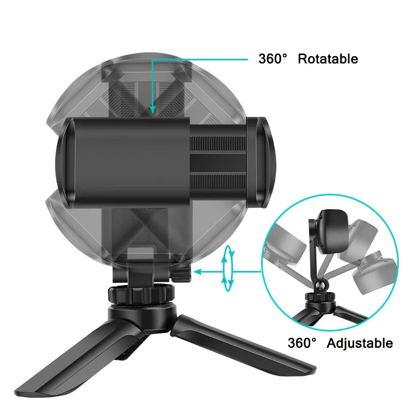 Phone Holder Portable Tripod Foldable Desktop Mobile Phone Stand Rotatable Selfie Holding Live Video Camera Stabilizer Bracke