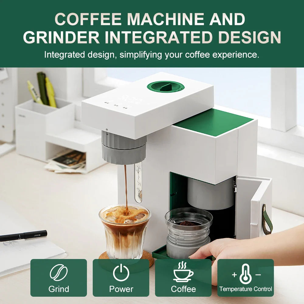 Petrus Coffee Mchine 2 in 1 Coffee Maker Grind & Brew with 22 Adjustable Grind Size Portable Coffee Maker for Home&Office 220V