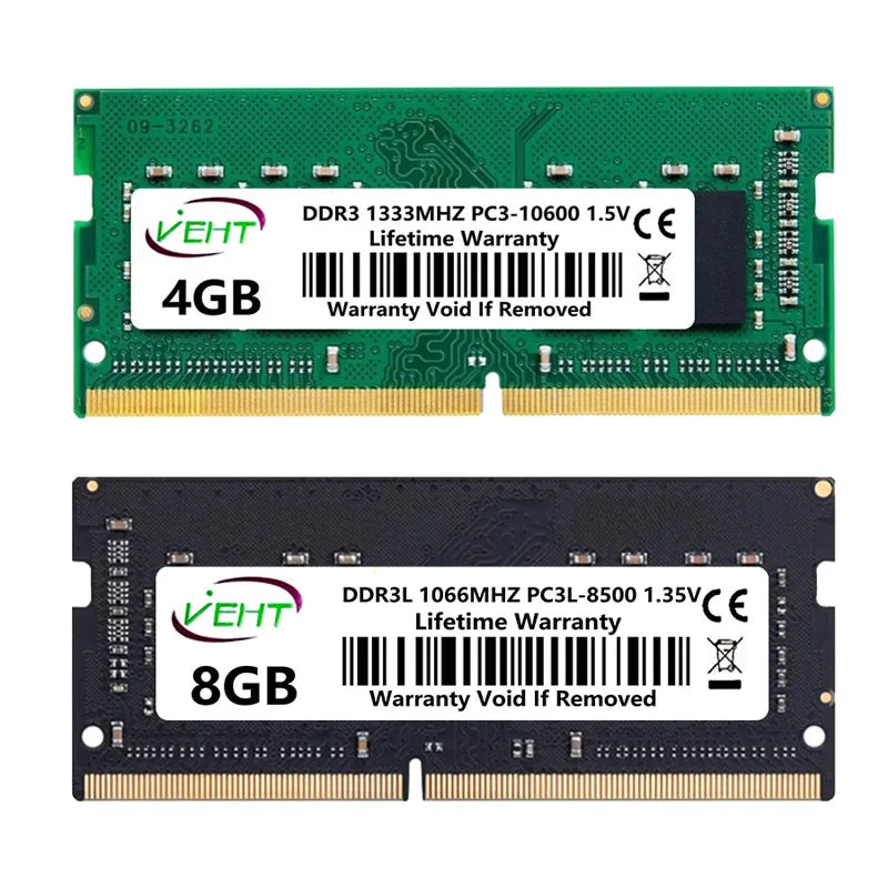 DDR3 DDR3L 2GB 4GB 8GB Laptop Memories Ram PC3 1.5V PC3L 1.35V 1066 1333 1600Mhz 8500 10600 12800 204Pin SODIMM Memory Ram