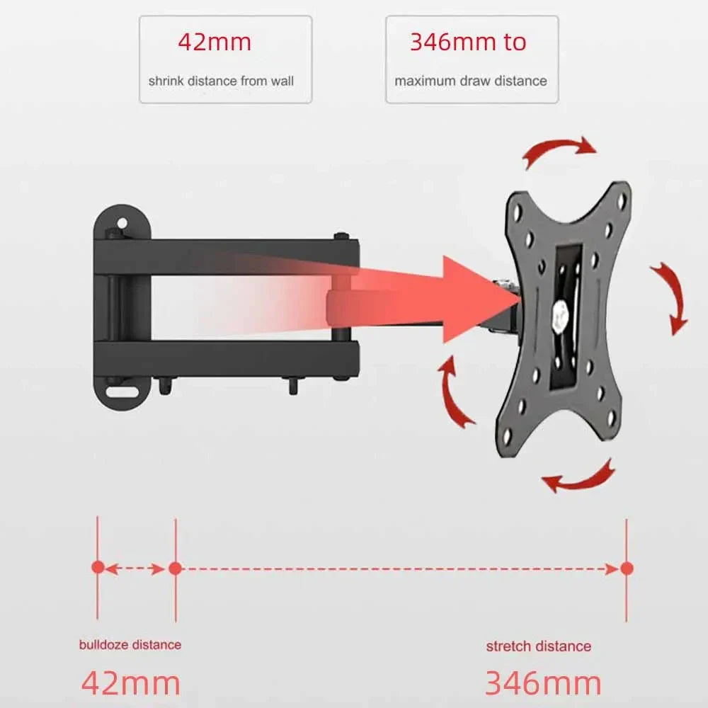 Adjustable TV Mounts Wall Mount Bracket Supports 10"-26" LED/LCD TVS,Holds Up to 15kg, VESA 100*100, Home Office Use TV Stand