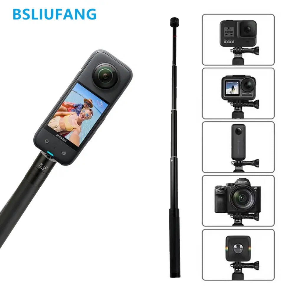 Carbon Fiber Selfie Stick for Insta360 X3 / ONE X2 / RS Aluminum Alloy Selfie Stick for GoPro Hero 11 10 9 8 DJI OSMO Action