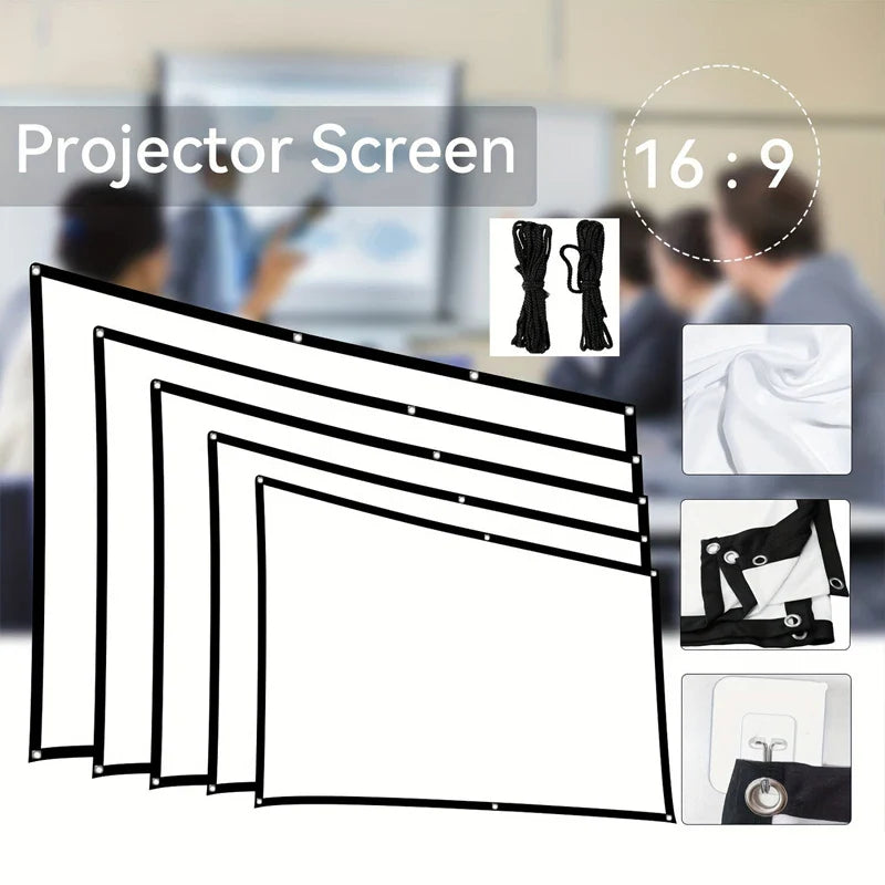 60-150 inch Corded version-high-definition foldable projection screen, suitable for outdoor camping, offices, and home theaters