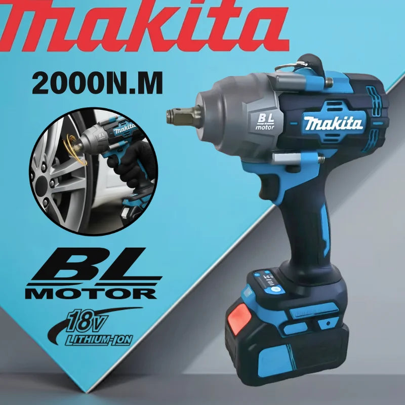 Makita 2000Nm Brushless Impact Wrench, High Torque, 1/2" Drive, Professional Automotive Tire Repair Tool,Racing repair tool